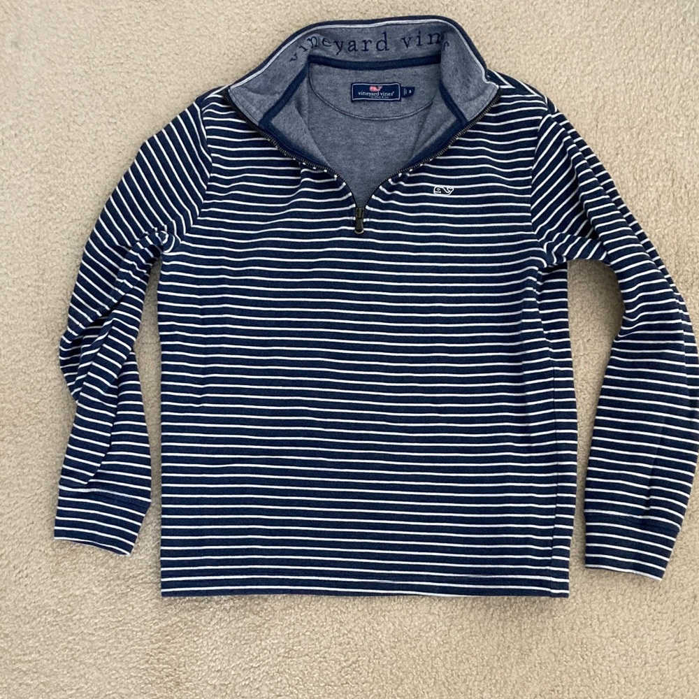 Vineyard Vines Blue and White Striped salt water 1/4 zip